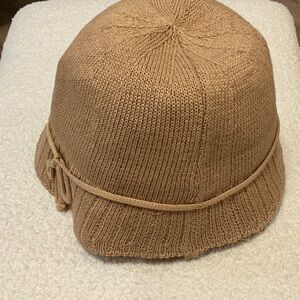 Tan Knit Bucket Hat